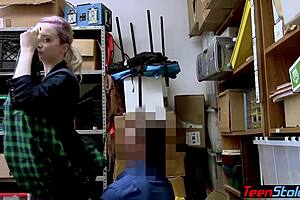 Pale emo teen punished with hard fucking by office officer