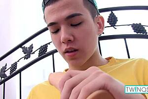 Skinny Brunette Boy Xander Craves Dildo And Cock Rubbing