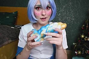 rei ayanami cosplays and squirts in anal 😈