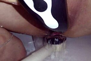 Detailed bathing scene in the shower with amateurs