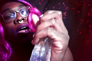 Sucks Daddy’s Cock and Nerd Tranny Takes a Blowjob