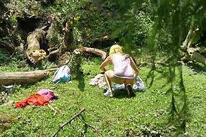 latina flashing big ass in forest