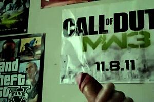 stroking thick cock ending in cumshot