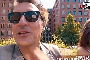 older german man fucks sweet student tourist on street