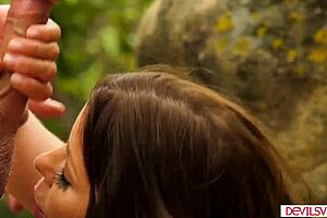 busty adventurous milf fucks a stranger? deepthroat and lick outdoors!