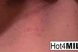 I feel so aroused watching this brunette milf take a deep creampie in her tight pussy