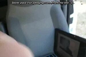 I see the nerdy plumper masturbating in her car.