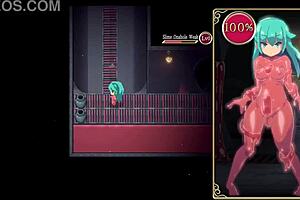 Mage Kanade's latex slime suit pumps her tiny futa cock in dungeon quest hentai adventure