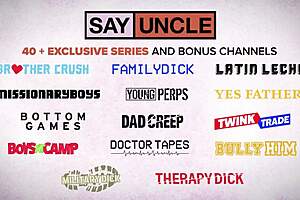 gay twink sharing his boyfriend's big cock with straight stepdaddy