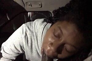 late night by the water, she sucks my black cock deep