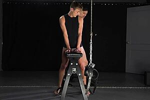 beautiful twink tied up gets anal blowjob cum on big cock domination