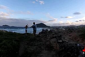 Does this milf suck like a pro on the rocks?