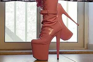 Walking tall in pink boots an erotic daydream