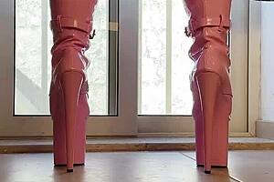 Walking tall in pink boots an erotic daydream