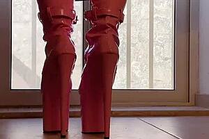 Walking tall in pink boots an erotic daydream