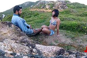 Does this milf suck like a pro on the rocks?