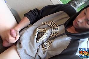 Thug takes smoke outdoors and relaxes