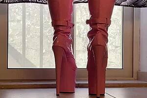 Walking tall in pink boots an erotic daydream