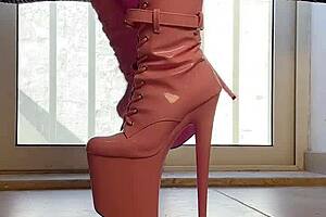 Walking tall in pink boots an erotic daydream