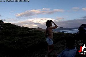 Does this milf suck like a pro on the rocks?