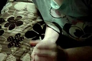 my wife gives sexy handjob ending in big cumshot