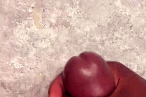 This huge cumshot landed all over my bathroom counter during a sexy solo handjob.