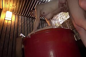 temp worker and sex friend do public blowjob in store toilet