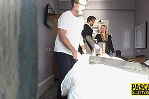 The submissive babe in a real fetish scene gets fingered while deepthroating her partner.