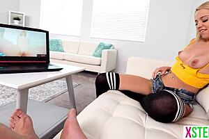 Petite teen Madison Summers explores POV blowjob and ass play with stepbro