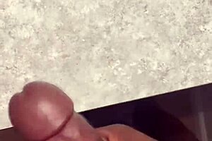 This huge cumshot landed all over my bathroom counter during a sexy solo handjob.