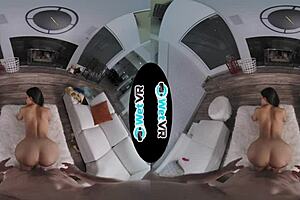 WetVR call girl Scarlet Alexis gets fucked hard, bent over in POV, blowjob, creampie in first VR porn.