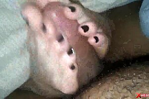 couple does footjob on webcam