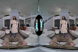 WetVR call girl Scarlet Alexis gets fucked hard, bent over in POV, blowjob, creampie in first VR porn.