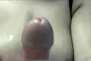He cum in homemade video, because of big tits