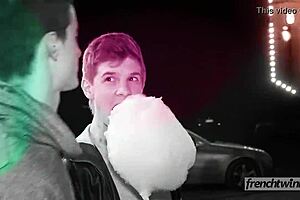 Two cute twinks intensely fucking outdoors with cum everywhere