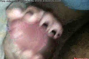 couple does footjob on webcam