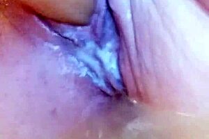 Creamy bathtub solo dildoing session with toys in the pool.