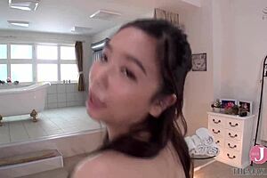 anzu sasakura teases with live nude soap show