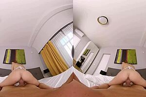 The beautiful shorthaired woman in underwear gets screwed from the back