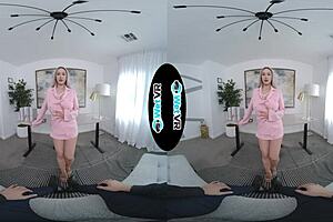 Big tit babe enjoys blowjob and fucking in VR with cumshot.