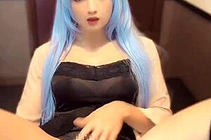 Mysterious Blue-Haired Ladyboy's Emotional Masturbation Journey