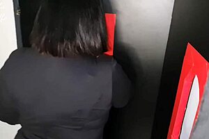 Married woman savors strangers' cocks in glory hole until they cum