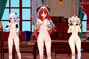 Genshin Impact Mmd Everglow Adios Nilou Ayaka Barbara Dance