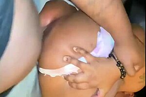 My hot ebony step aunt visits for intense doggystyle action