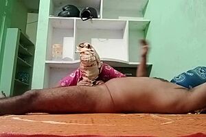 Old lady is being fucked and handjobj by her young lover