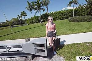 blonde shaved girl rides hard, gets facial creampie and cumshot in little red riding hoe story