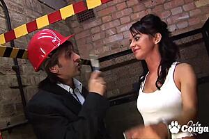 milf elizabeth michelle lawrence gets her pussy drilled hard at the construction site