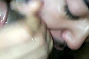 Gay submissive latino eagerly sucks big black cock for facial cumshot 😈