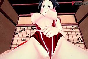 Momo Yaoyorozu sucking and fucking in POV hentai video