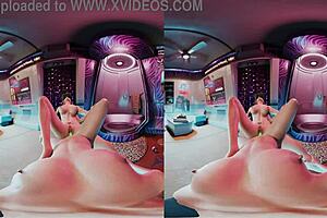 Watch judy and panam scissoring with glowing dildo